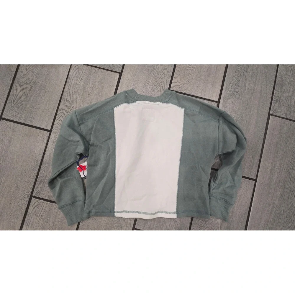 Limited Too Girls Sage Green White Colorblock 87 Graphic Sweatshirt Size S 7/8